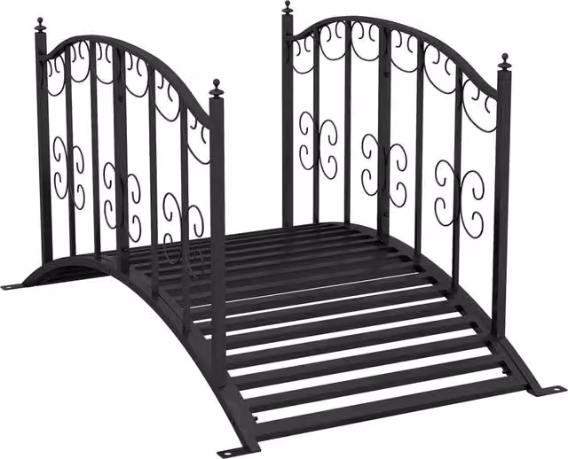 Ponte da Giardino Xylo in Acciaio Nero con Ringhiere Laterali L/P/H: 119 x 67 x 70 cm