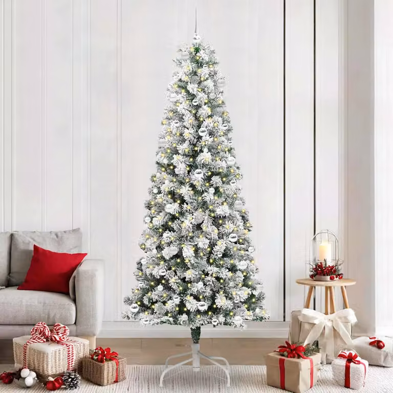 Albero di Natale Artificiale vidaXL con Luci LED Bianco Caldo, Verde e Bianco, Altezza: 270 cm
