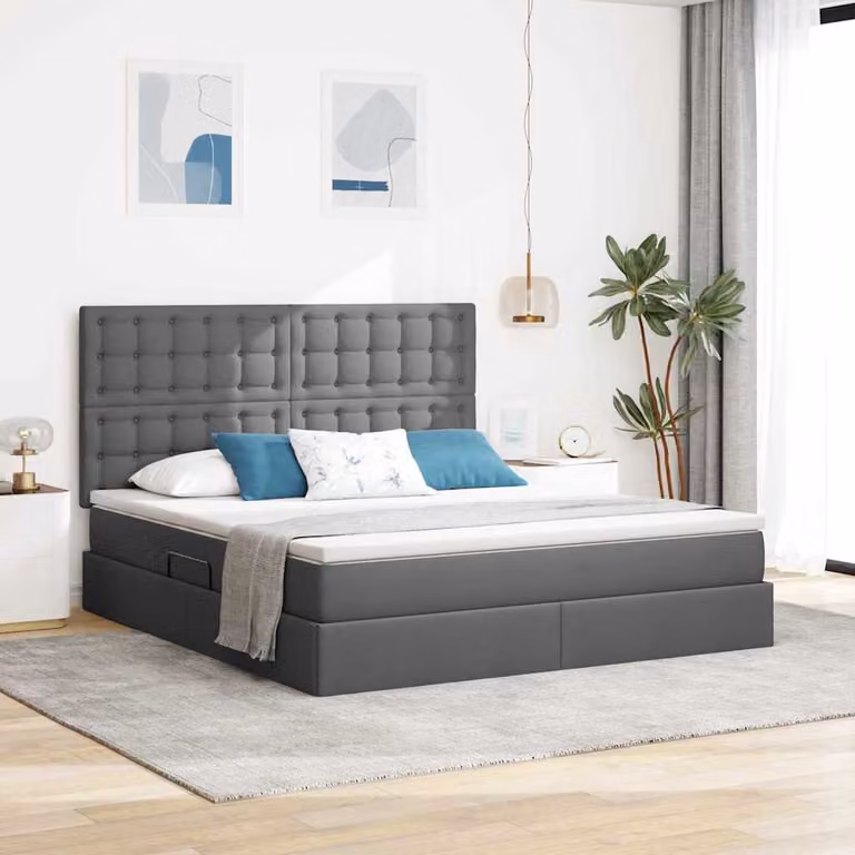 Letto con contenitore e materasso vidaXL Grigio scuro L: 160 cm, P: 200 cm, H: 280 cm