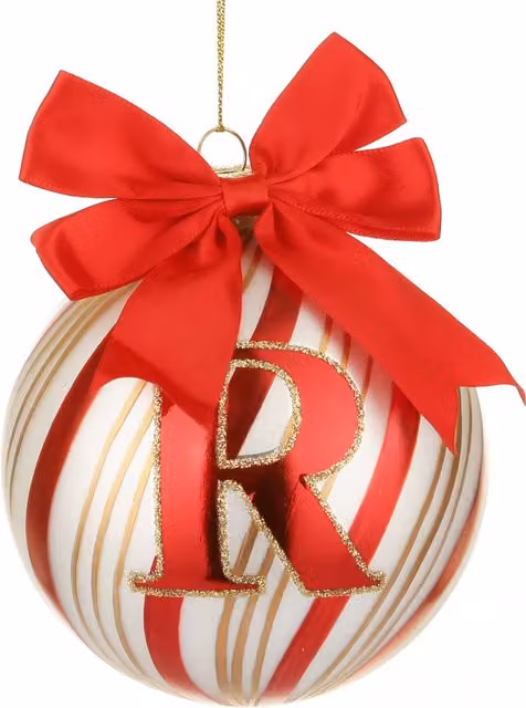 Pallina di Natale Circus Kasanova in vetro rosso con lettera R, diametro 10 cm
