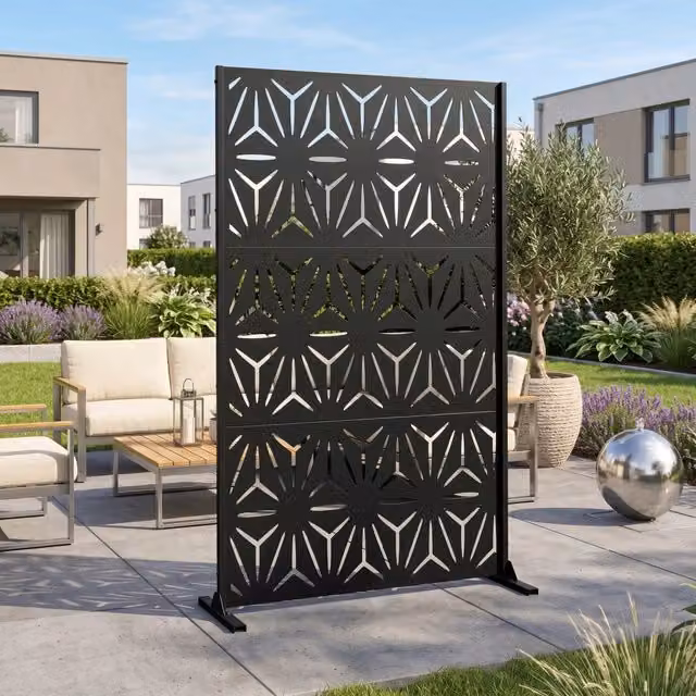 Pannello Divisorio Kilsturd casa.pro in Acciaio Zincato Nero, H 180 cm x L 120 cm x P 40 cm