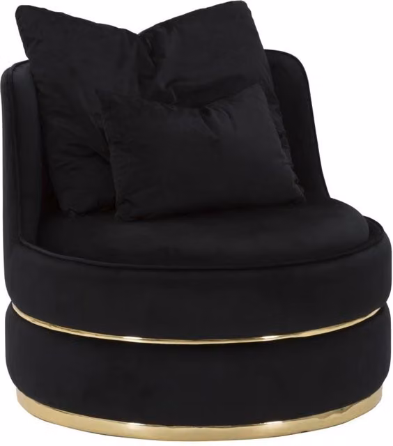 Poltrona moderna in velluto CHARME1921 nero e oro con braccioli L/P/H: 84 x 75 x 84 cm