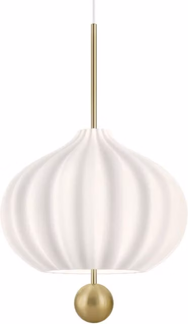 Lampada a sospensione KDLN Lilli in vetro bianco e ottone con altezza regolabile