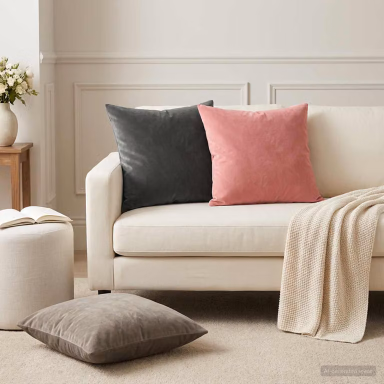 Set di 6 federe vidaXL HEERLEN in velluto rosa, L 50 cm x P 50 cm