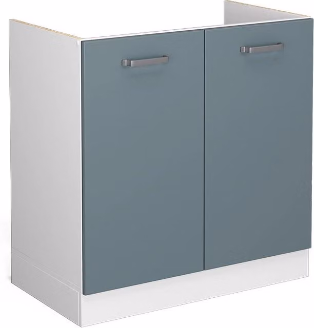 Mobile lavello cucina Vicco R-Line Grigio-blu e Bianco con ante a battente, senza piano di lavoro, L: 80 cm