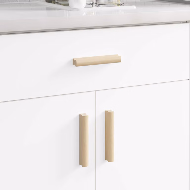 Set di 2 maniglie dritte vidaXL in legno naturale color beige e marrone con finitura opaca L: 13 cm, P: 3 cm, H: 2,5 cm