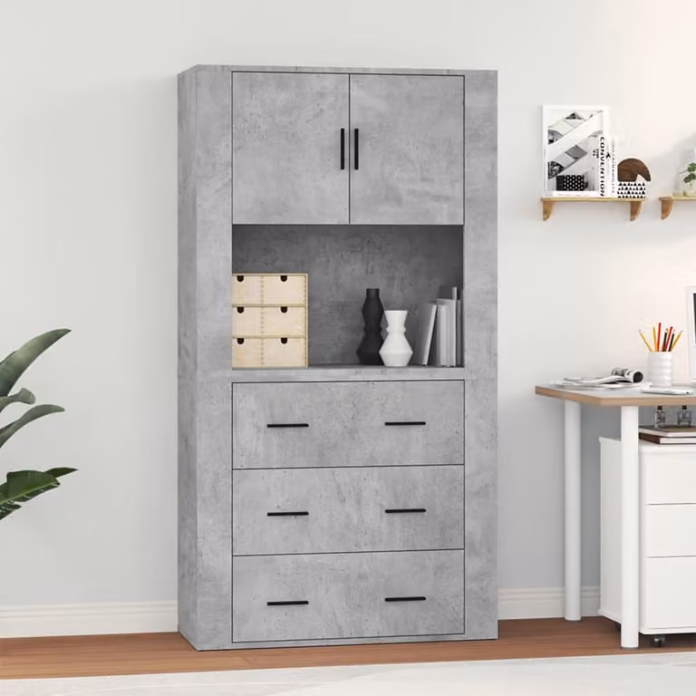 Credenza moderna vidaXL in legno e MDF, colore grigio, sospesa a parete