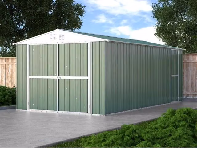 Garage in acciaio zincato NOTEK Verde L: 611 cm, P: 327 cm, H: 235 cm