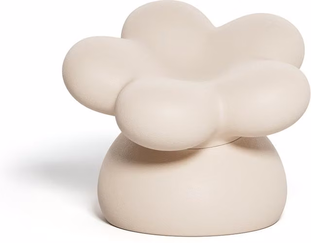 Pouf Gufram Flowie in ecopelle beige con design organico per il tuo soggiorno