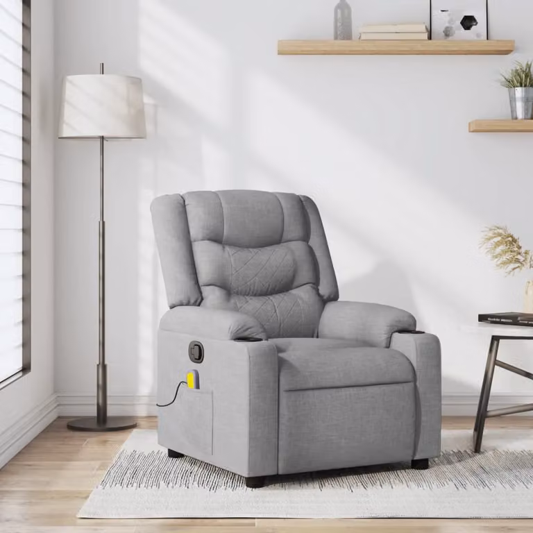 vidaXL Poltrona reclinabile relax in tessuto grigio chiaro con braccioli