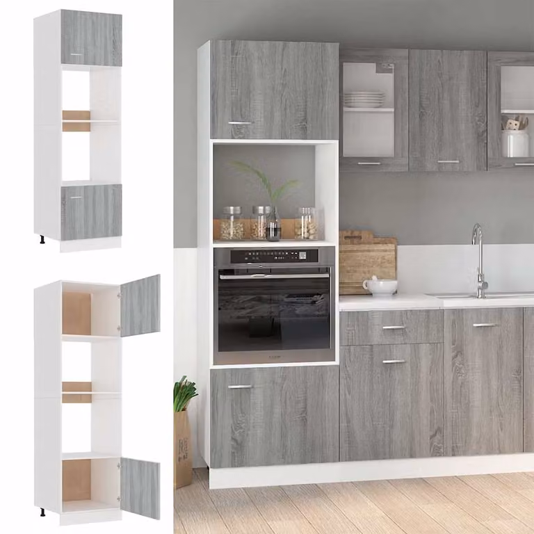 Armadio Microonde Lyon vidaXL Grigio, L: 60 cm, P: 57 cm, H: 207 cm
