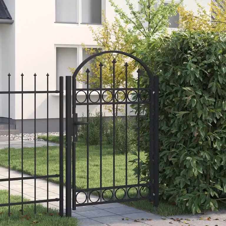 Cancello singolo ad arco vidaXL in acciaio nero L 100 cm x H 150 cm