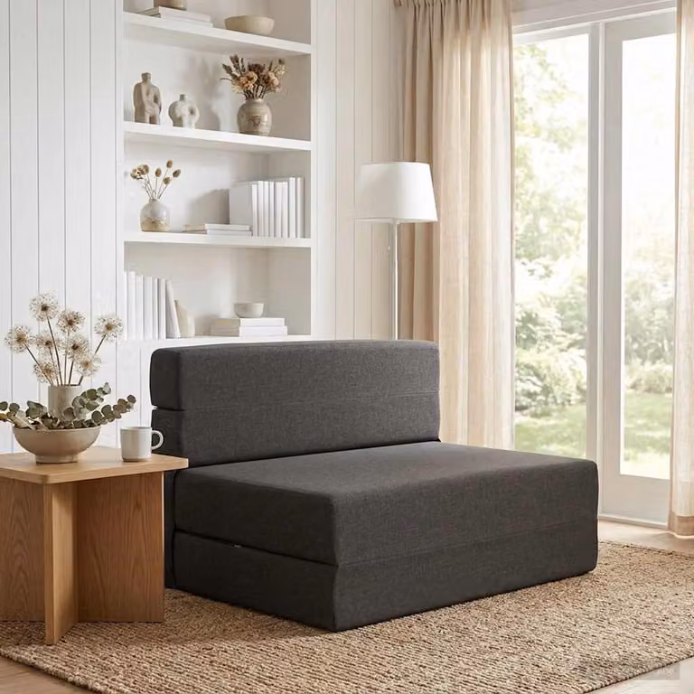 vidaXL Divano Letto Pieghevole Moderno in Tessuto Grigio L: 100 cm, P: 80 cm, H: 60 cm