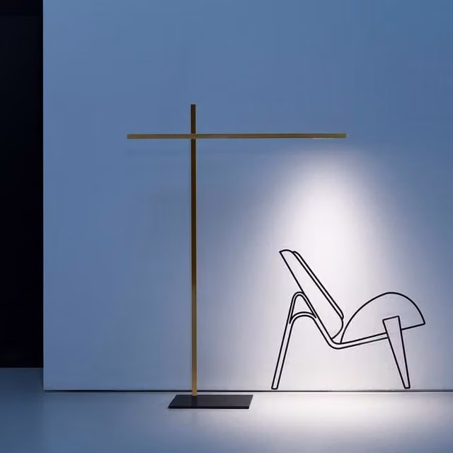 Lampada da terra LED Davide Groppi Hashi in metallo color oro/ottone