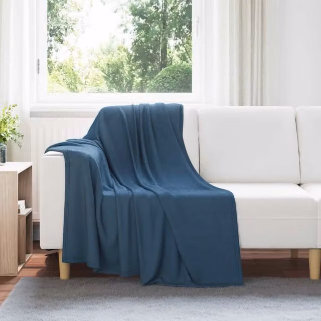 Set di 24 coperte in pile vidaXL blu, morbide e lavabili, L 170 cm x P 130 cm