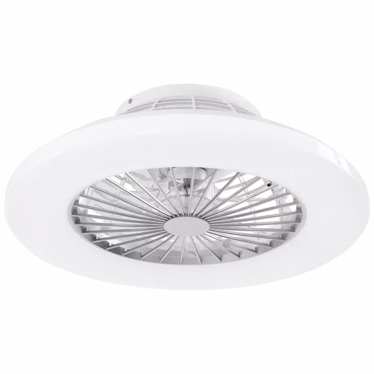 Lampada da soffitto con ventilatore Storm tectake, LED dimmerabile con telecomando e funzione luce notturna, bianco