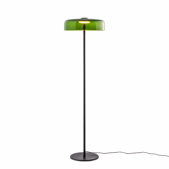 Piantana LED LedsC4 Levels verde con base in metallo e vetro, dimmabile, H: 145 cm
