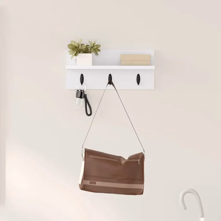 vidaXL Appendiabiti a muro moderno in MDF Bianco L 40 cm x P 10,5 cm x H 18 cm