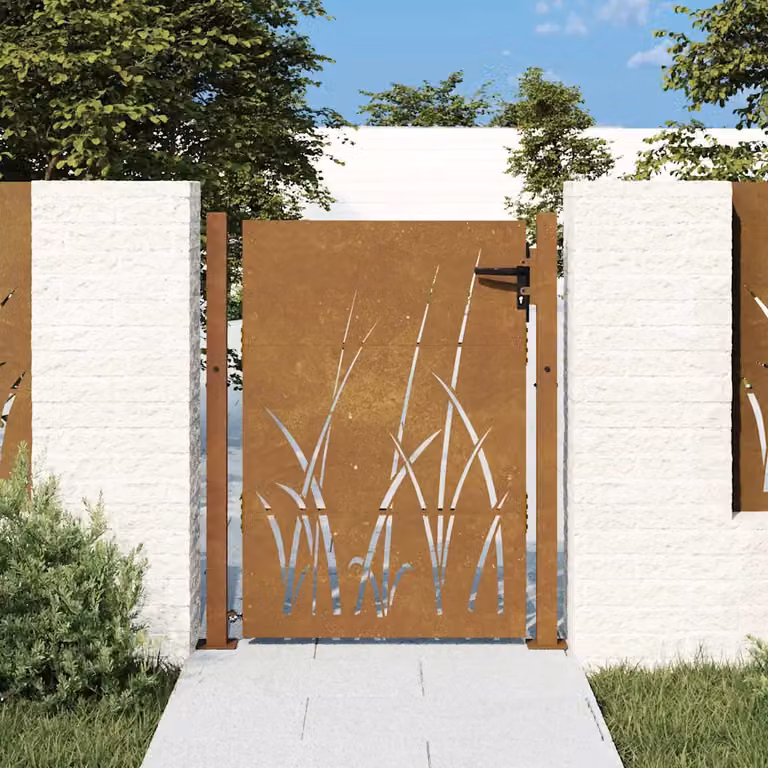 Cancello da giardino vidaXL in acciaio Corten color marrone L: 110 cm, H: 150 cm