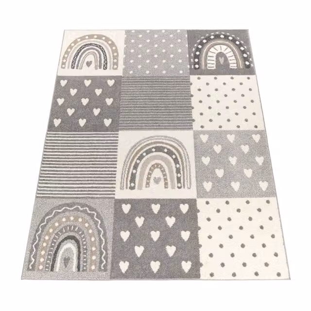 Tappeto per bambini Ninique grigio e bianco a pois, L: 280 cm, P: 200 cm