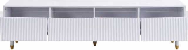 Mobile TV moderno GL Store con 4 cassetti in MDF e acrilico, Bianco, L: 178 cm, P: 35 cm, H: 45 cm
