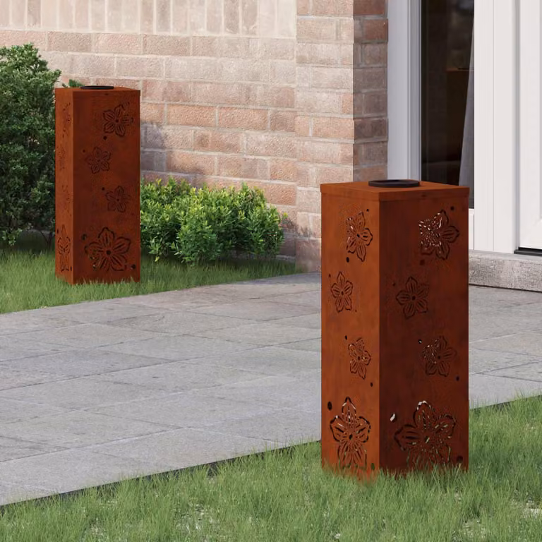Set di 2 faretti LED solari vidaXL per sentieri e giardino, luce bianco caldo, L/P/H: 18 x 18 x 50 cm