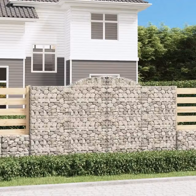 Cesto Gabbione ad Arco vidaxl in Ferro Zincato Argento L: 300 cm, P: 30 cm, H: 160/180 cm