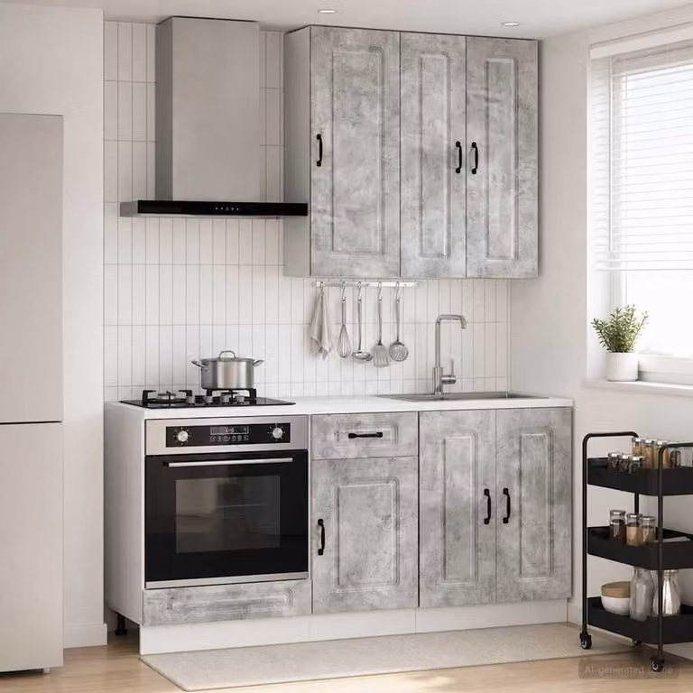 Unità cucina moderna vidaXL KALMAR composta da 5 pezzi in grigio cemento e legno ingegnerizzato MDF
