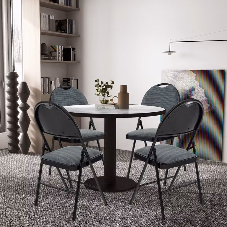 Costway Set di 4 sedie pieghevoli con seduta imbottita in tessuto Grigio