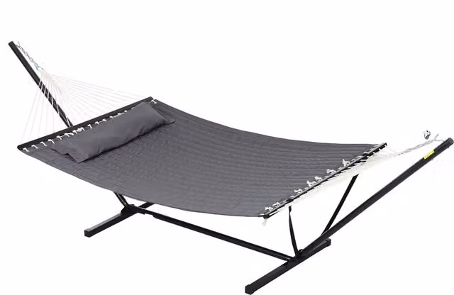 Outsunny Amaca da Giardino Portatile con Cuscini, in Cotone, Poliestere e Acciaio, L/P/H: 368 x 93 x 110 cm, Grigio Scuro