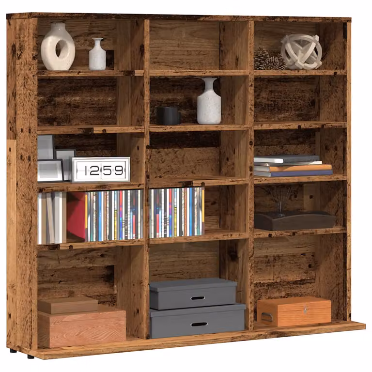 vidaXL Mobile Porta CD in Legno Antico Marrone L: 50 cm, P: 33 cm, H: 117,5 cm