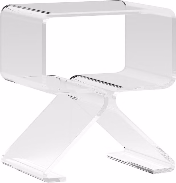 Tavolino basso moderno HOMCOM in acrilico trasparente con design geometrico a 2 livelli, L: 40 cm, P: 30 cm, H: 45 cm