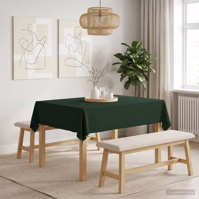 Set di 5 tovaglie rettangolari vidaXL in poliestere verde scuro, idrorepellenti e lavabili in lavatrice, L: 140 cm x P: 180 cm