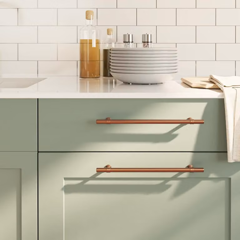 Set di 5 maniglie per mobili a barra vidaXL in acciaio inox color bronzo, lunghezza 224 mm