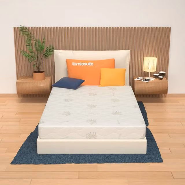 Materasso alla Francese MIASUITE con Rivestimento Sfoderabile in Gel e Aloe Vera, Colore Bianco, L/P/H: 140 x 190 x 19 cm