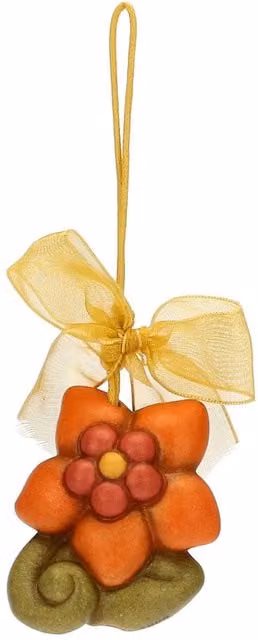 Addobbo pasquale floreale Thun in ceramica arancione a forma di pendente
