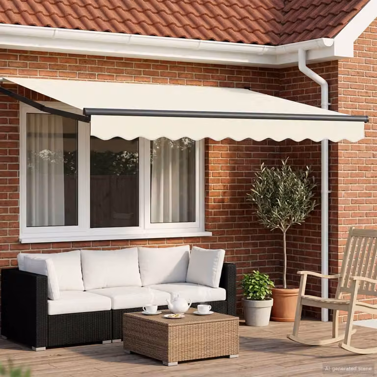 Tettuccio elettrico retrattile vidaXL in alluminio con telecomando, beige e antracite, L: 3,5 m x P: 2,5 m