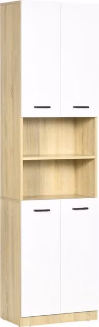 Mobiletto da bagno kleankin in MDF bianco con 2 ante e ripiani aperti, L 53 x P 33.5 x H 195.7 cm