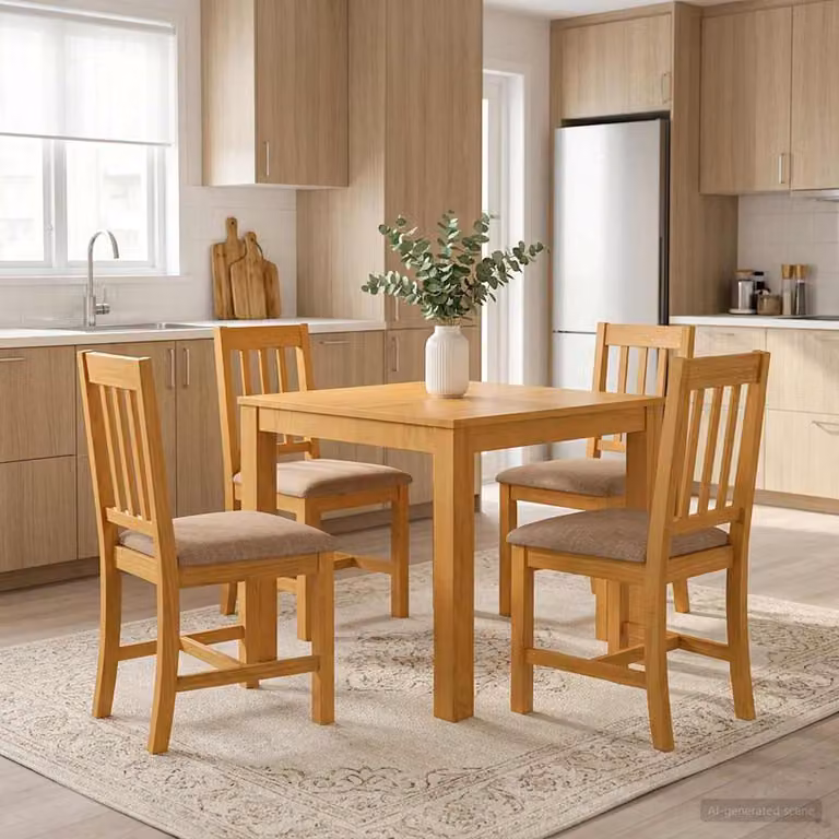 Set da pranzo vidaXL in legno di quercia massello da 5 pezzi, colore grigio e marrone, tavolo rettangolare e 4 sedie per cucina e sala da pranzo