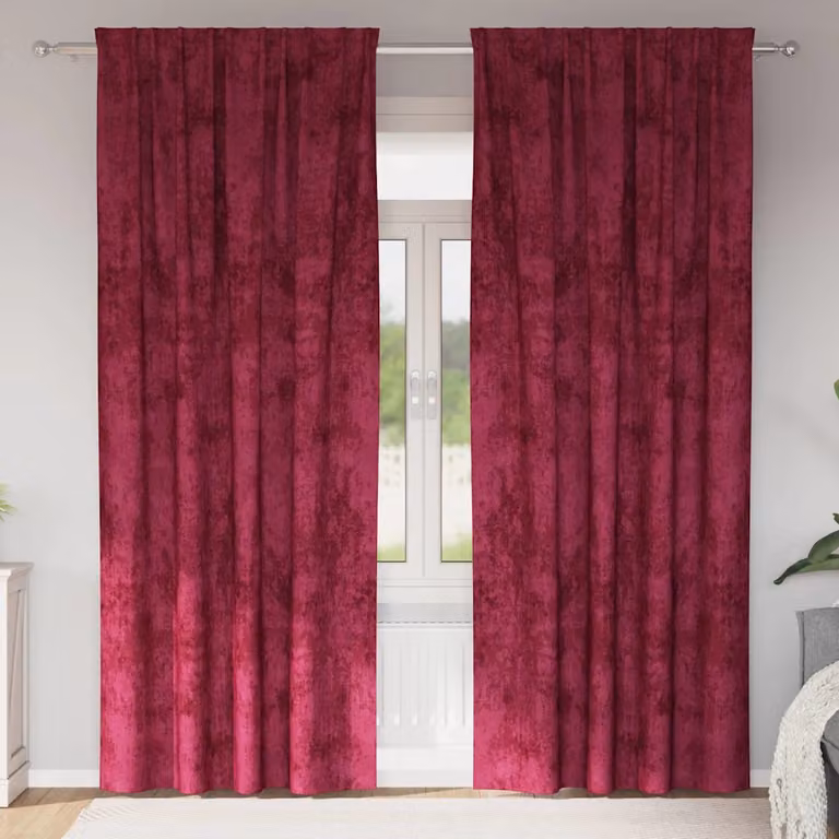 Set di 2 tende in velluto vidaXL oscuranti e termoisolanti, colore rosso, H 245 x L 140 cm