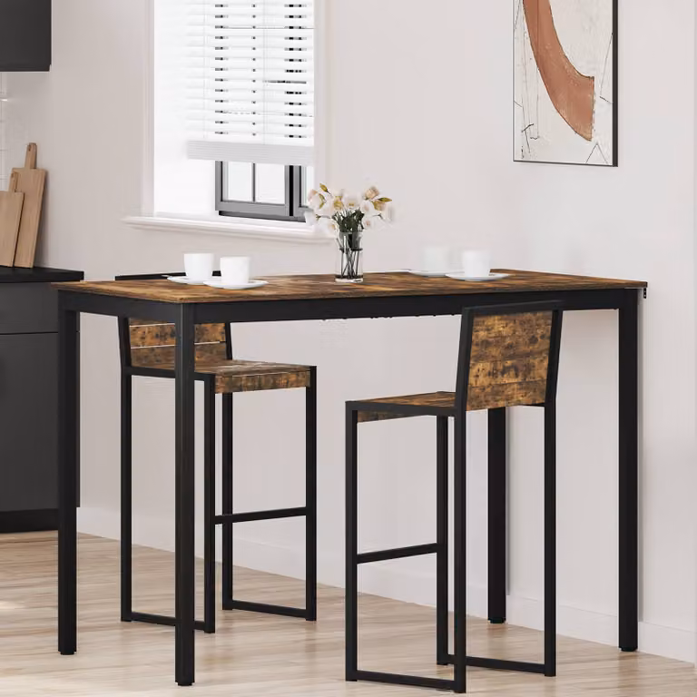 vidaXL Tavolo Bar Rettangolare Moderno in Legno Ingegnerizzato e Metallo, Disponibile in Nero, Grigio o Marrone