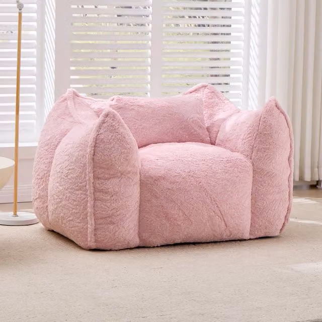Sacco Bean Bag Minimal Rosa in Pelliccia Sintetica L/P/H: 90 x 90 x 60 cm