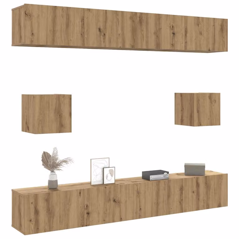 Set Mobile TV vidaXL da 6 pezzi in legno multistrato color rovere per soggiorno