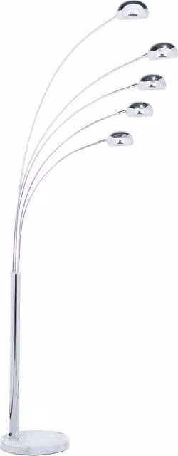 Lampada da terra Beliani in metallo cromato e marmo con 5 luci orientabili, colore argento, Altezza: 212 cm