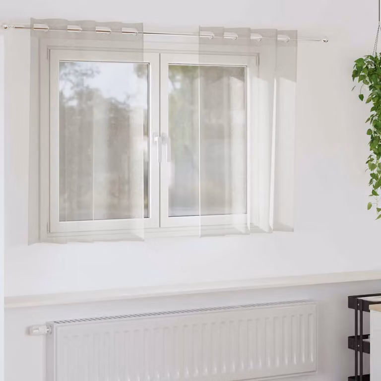Set di 2 tendine velate vidaXL in poliestere, colore beige/bianco, L 140 cm x H 140 cm