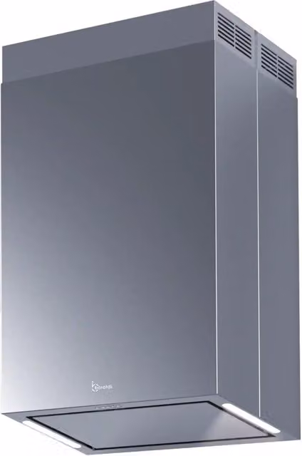 Cappa a parete Baraldi GINZA in acciaio inox color argento con aspirazione da 900 m3/h e funzione convertibile