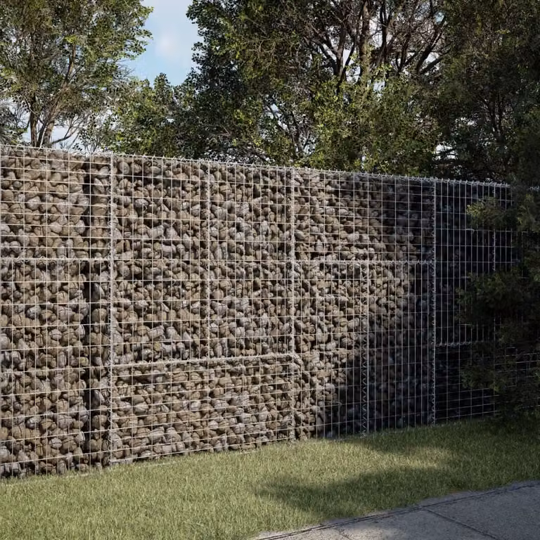 vidaXL Cesto Gabbione con Copertura in Ferro Zincato Grigio L/P/H: 200 x 100 x 150 cm