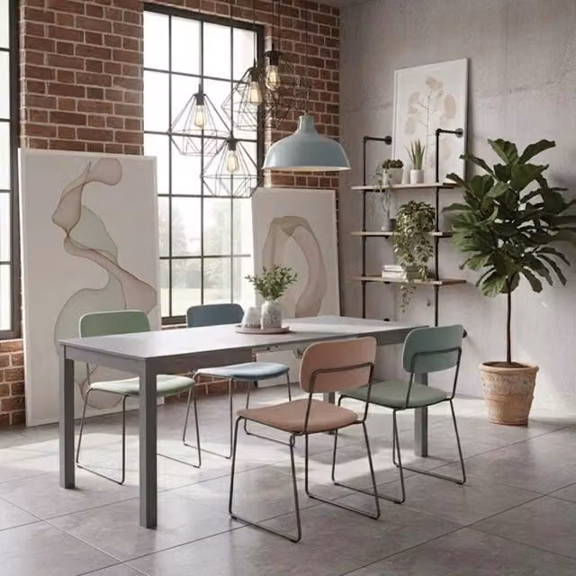 Tavolo da pranzo rettangolare allungabile Belfort Duzzle grigio scuro con finitura opaca e dettagli in legno di faggio L: 130-210 cm, P: 80 cm, H: 76 cm