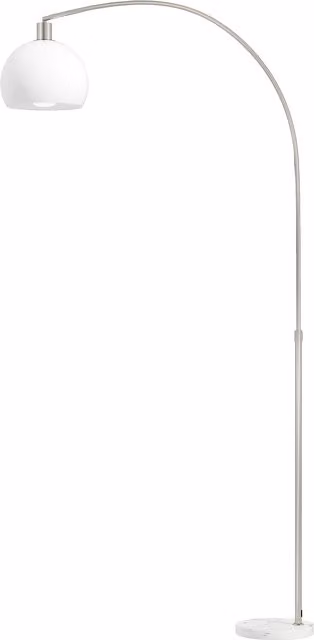 Lampada da terra ad arco HOMCOM con base in marmo e interruttore a pedale, colore bianco