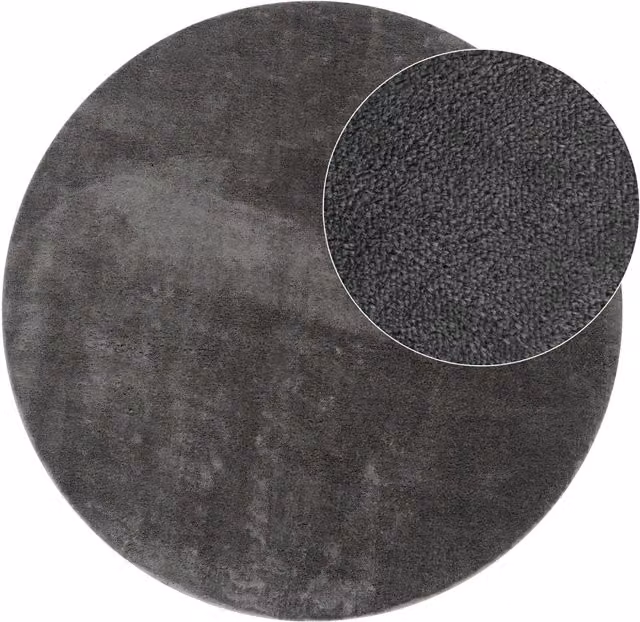 Tappeto rotondo Calia Italia antracite, lavabile e antiscivolo, Diametro: 80 cm